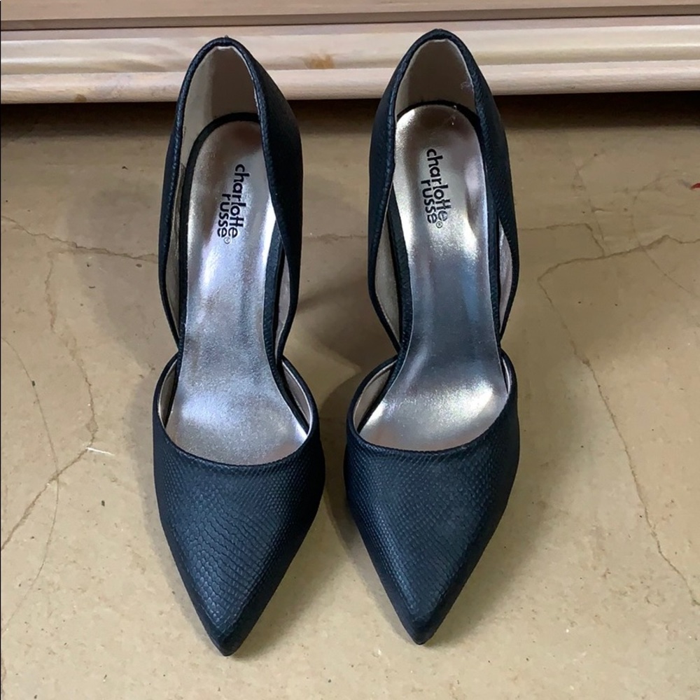 Black faux leather stilettos from Charlotte Russe